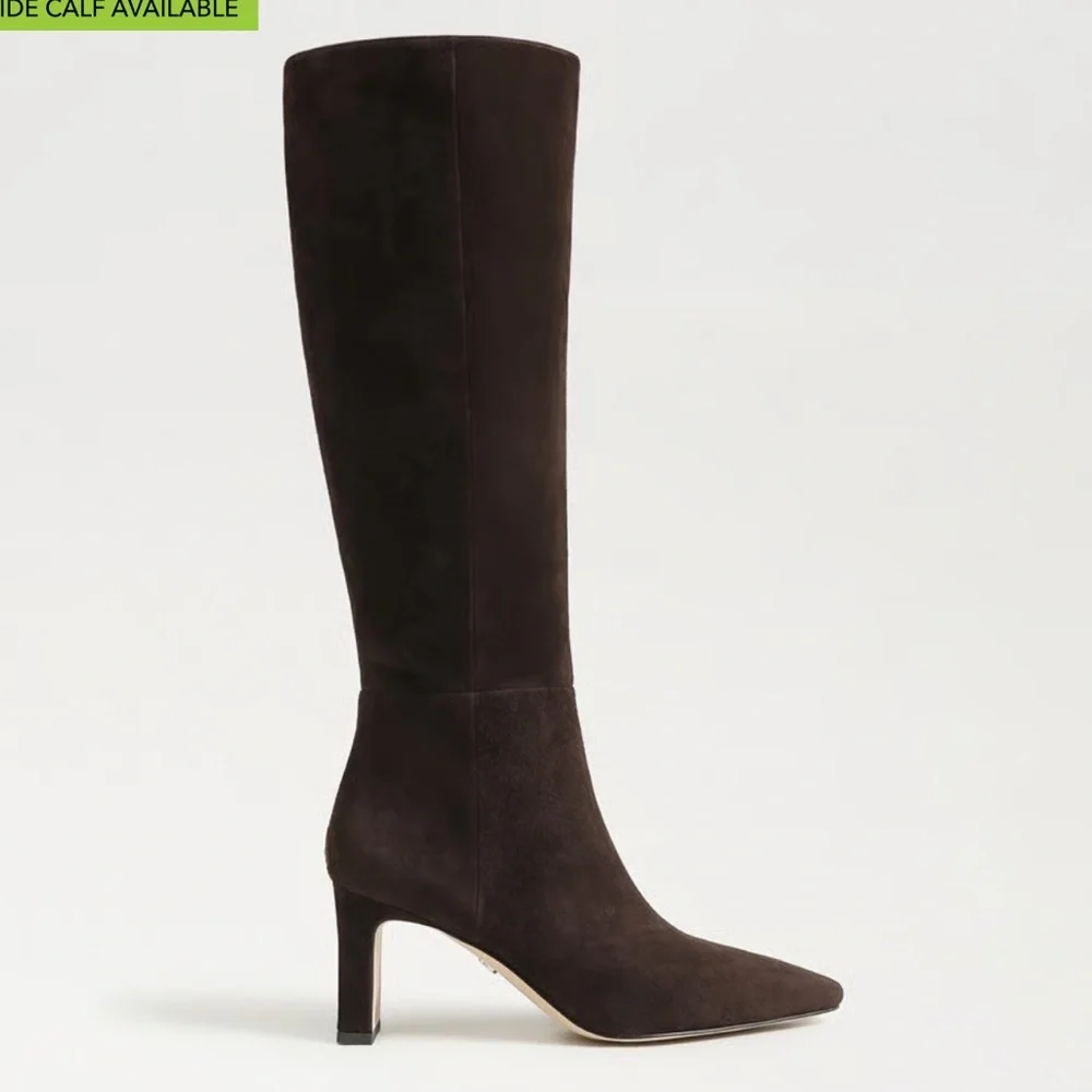 Sylvia Women's Dark Brown chocolate Suede Knee-High Heeled Boots